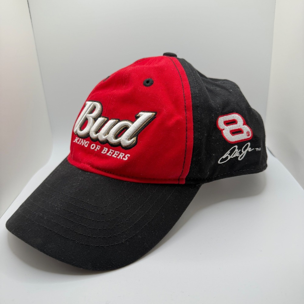 Chase Authentics Budweiser Hat Mens OSFA Red Black Dale Earnhardt Jr #8 EUC